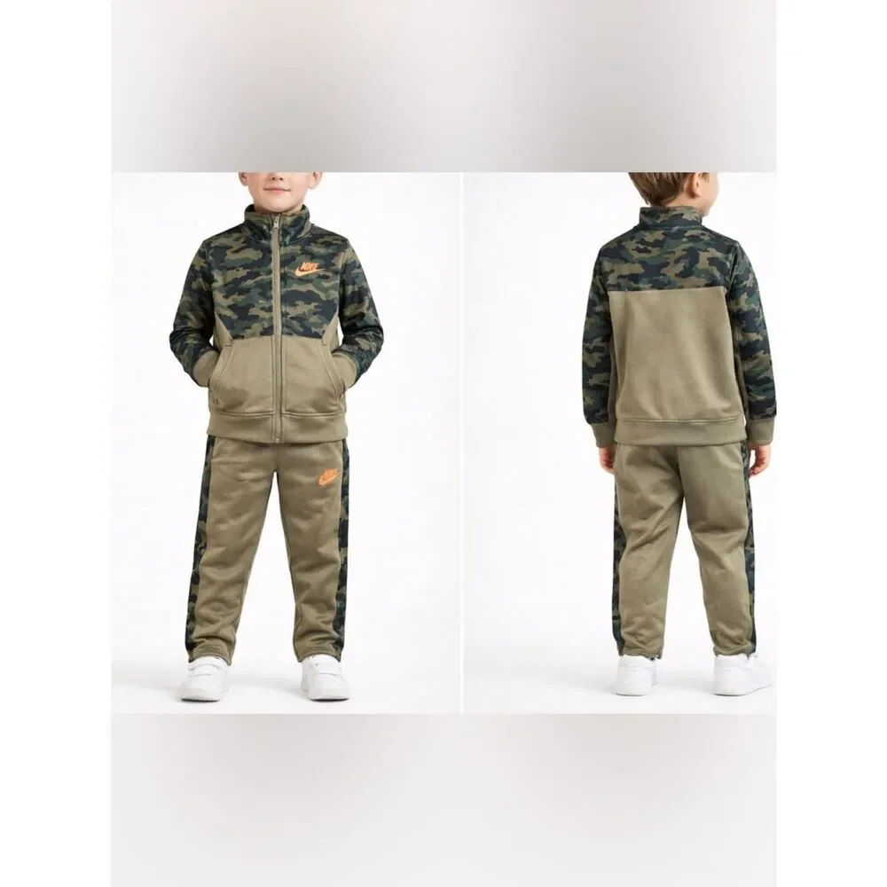 Nike Boys Tracksuit Set Camo Zip Jacket Jogger Pants Size 5-6Y Medium